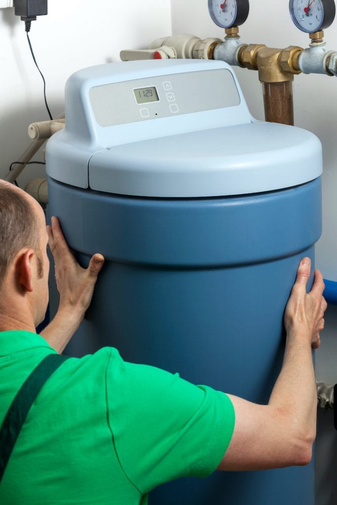 Water Softener Installation in a basement room helping a residential plumbing system